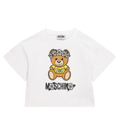 Shop Moschino Logo Stretch-cotton T-shirt In White