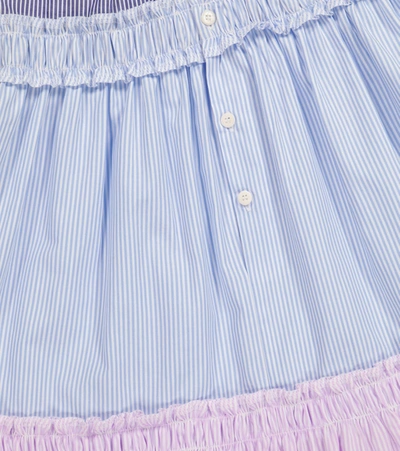 Shop Il Gufo Striped Cotton Dress In Blue