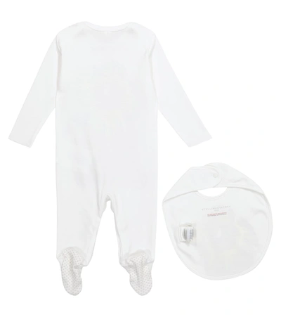 Shop Stella Mccartney Baby Printed Cotton Bodysuit And Bib Set In White