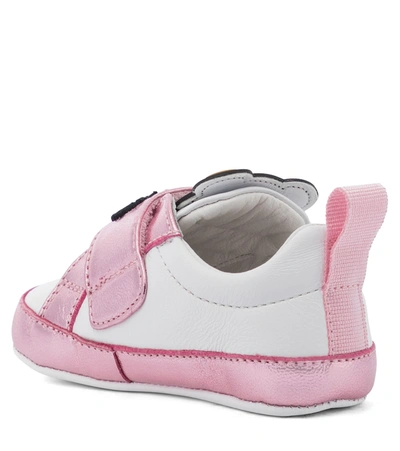 Shop Moschino Baby Leather Sneakers In White