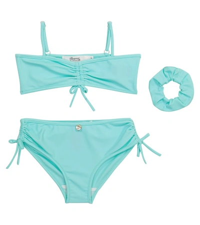 Shop Bonpoint Bikini And Scrunchie Set In Blue