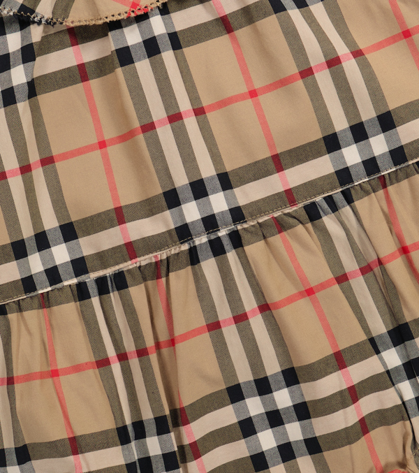 Burberry Beige Romper For Babygirl With Vintage Check In Brown Modesens
