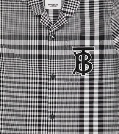 Shop Burberry Logo Checked Cotton Poplin Shirt In Black