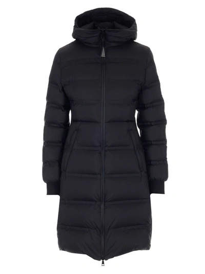 Shop Moncler Hooded Down Coat In Black