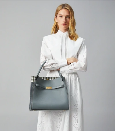 Tory Burch Lee Radziwill Leather Double Bag In Brunnera | ModeSens