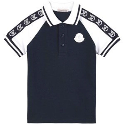 Shop Moncler Navy Maglia Polo Shirt
