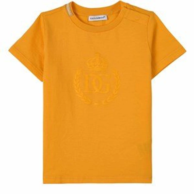 Shop Dolce & Gabbana Orange Logo Print T-shirt