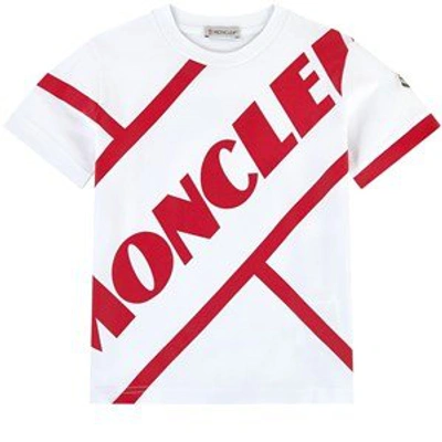 Shop Moncler Red Logo T-shirt In White