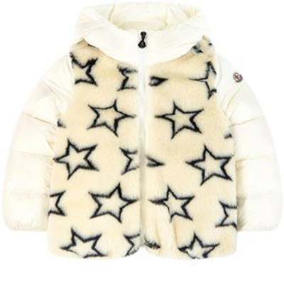 Kids' White Star Puffer Jacket In Cream