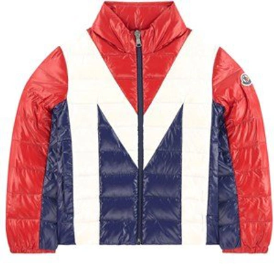 Shop Moncler Red Logo Down Jacket