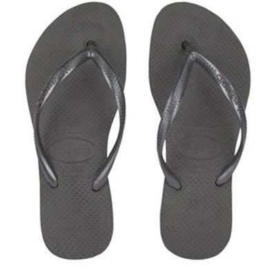 Shop Havaianas Kids Gray  Slim Flip Flops Flip-flop In Black