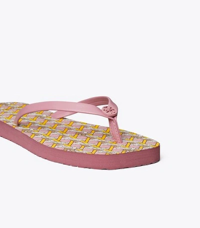 Shop Tory Burch Square-toe Flip-flop In Blushing / Pink Basket Weave Logo Geo