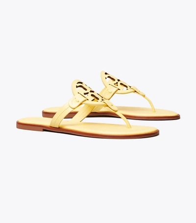 Tory Burch Women's Miller Welt Double T Leather Thong Sandals In Banana |  ModeSens