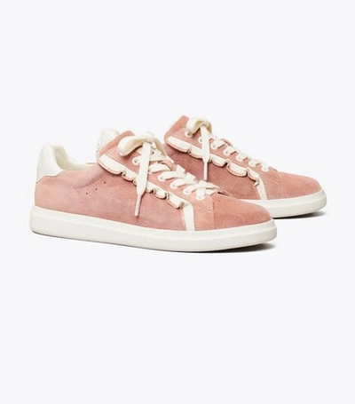 Shop Tory Burch Howell Court Ruffle Sneaker In Dusty Pink/ New Ivory