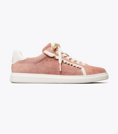 Shop Tory Burch Howell Court Ruffle Sneaker In Dusty Pink/ New Ivory