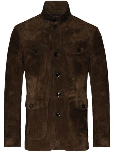 Shop Tom Ford Button-up Military Jacket In Brown