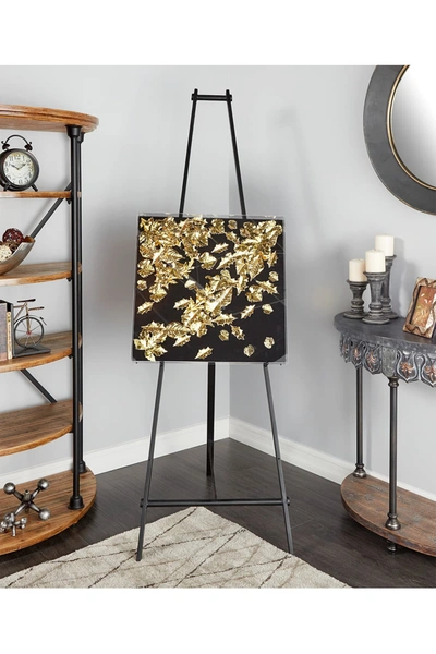 Shop Willow Row Large Square Modern Black & Metallic Gold Leaf Shadow Box Wall Decor