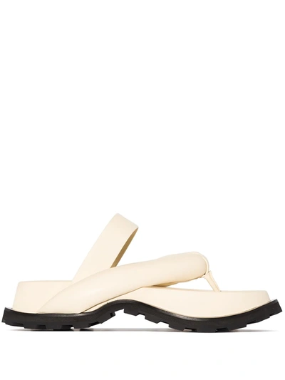 Shop Jil Sander Padded Strap Sandals In Neutrals