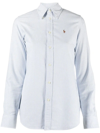 Polo Ralph Lauren Striped Knit Oxford Shirt In Blue