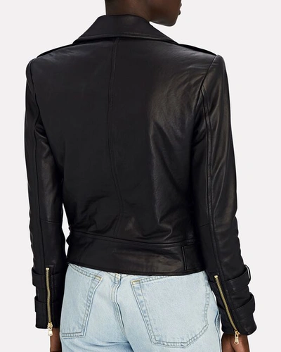 Shop L Agence Billie Double-breasted Leather Jacket In Black