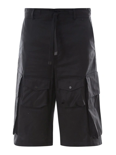 Shop Moncler Cotton Cargo Shorts In Black