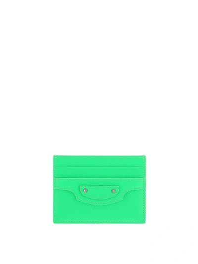 Shop Balenciaga Neo Classic Leather Cardholder In Green
