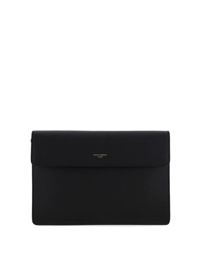 Shop Dolce & Gabbana Leather Document Holder In Black