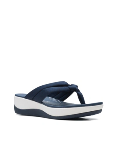 Shop Clarks Women's Cloudsteppers Arla Kaylie Slip-on Thong Sandals In Navy Textile