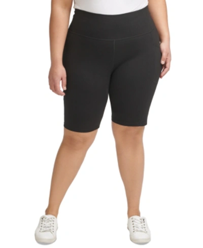 Shop Calvin Klein Performance Plus Size Pocket Bicycle Shorts In Black