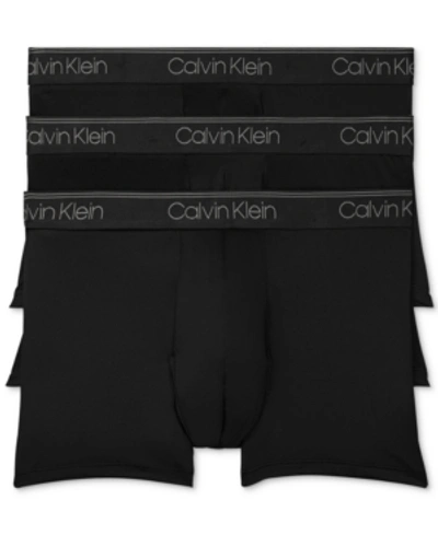 Shop Calvin Klein Men's 3-pack Microfiber Stretch Low-rise Trunk Underwear In Black