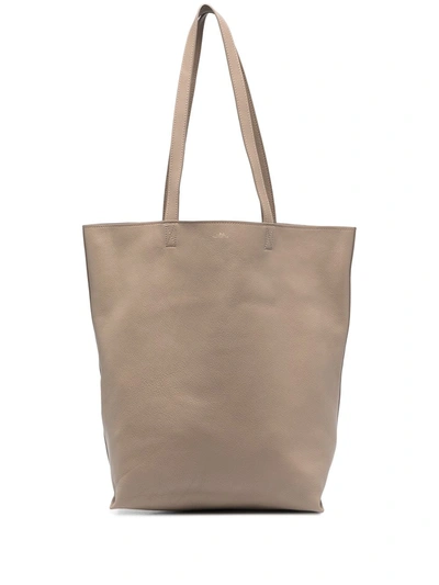 Shop Apc Grained-effect Tote In Brown