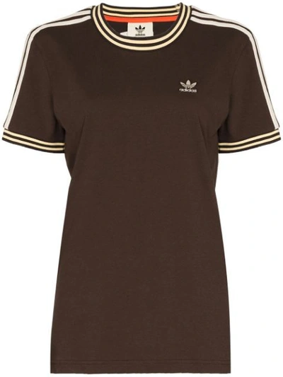 Shop Adidas Originals By Wales Bonner Logo-embroidered Cotton-blend Jersey T-shirt In Brown