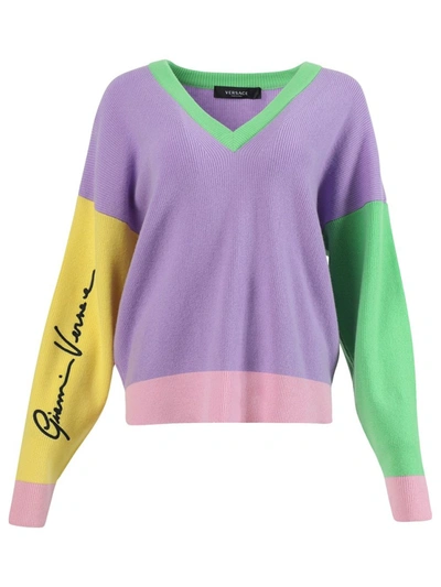 Shop Versace Multicolored Knit Sweater
