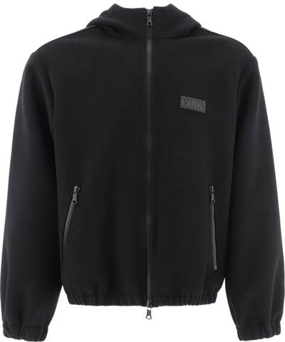 Shop Valentino Black Wool Outerwear Jacket
