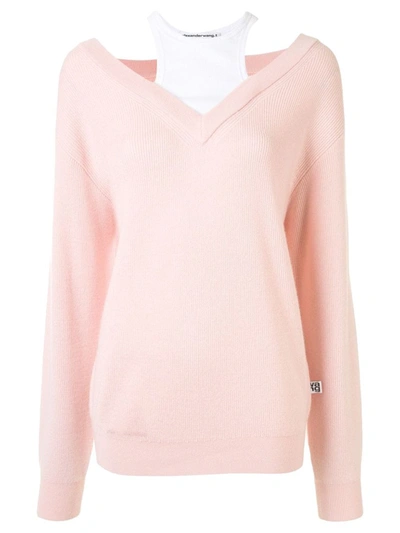 Shop Alexander Wang T Bi-layer Knit Dress In Pink