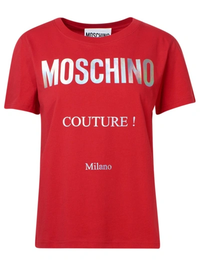 Shop Moschino Red Cotton T-shirt