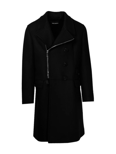 Shop Neil Barrett Black Wool Coat