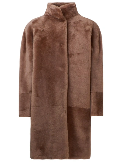 Shop Peserico Brown Fur Coat