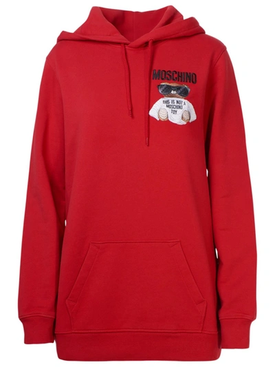 Shop Moschino Red Cotton Sweatshirt