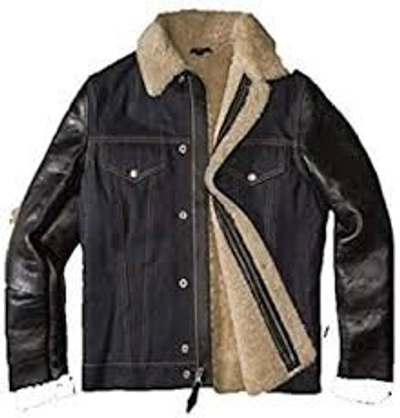 Shop Schott Nyc Limited Edition Bimaterial West Rodeo Jacket Lmoneoone Denim Black