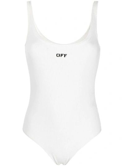 Shop Off-white Ribbed Cotton Bodysuit In White