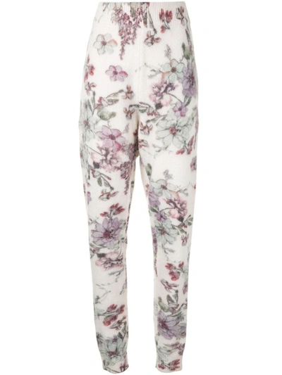 Shop Adam Lippes White Floral Print Sweatpants