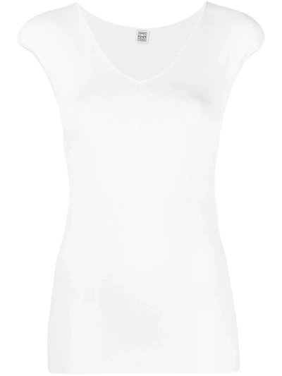 Shop Totême Cap Sleeve Jersey T-shirt In White