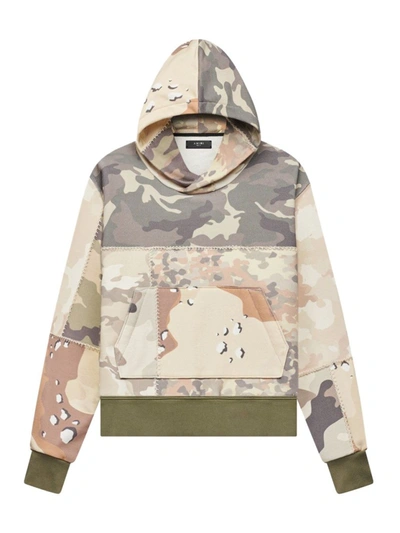 Shop Amiri Fitted Patchwork Camo Hoodie In Multicolor