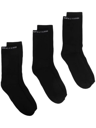Shop Alyx Logo-print Ribbed Socks In Black