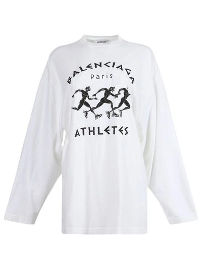 Balenciaga White & Black Xl Fit Marathon Long Sleeve T-shirt In 9040 Wt/blk  | ModeSens