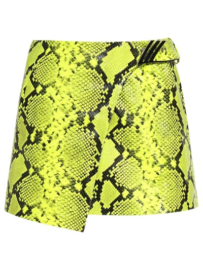 Shop Attico Mini Skirt Python Printed Leather In Yellow