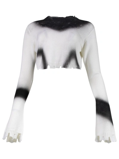 Shop Attico Tie-dye Merino Sweater In White