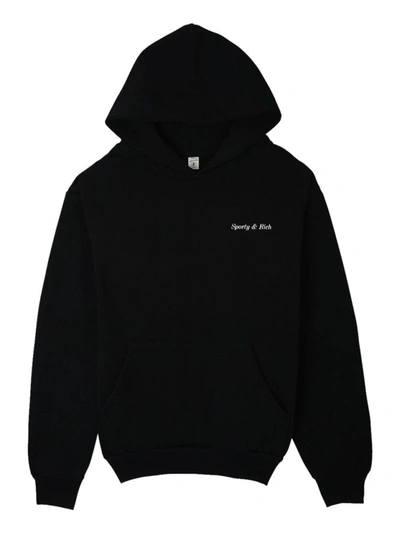 Shop Sporty And Rich Classic Logo Hoodie In Black