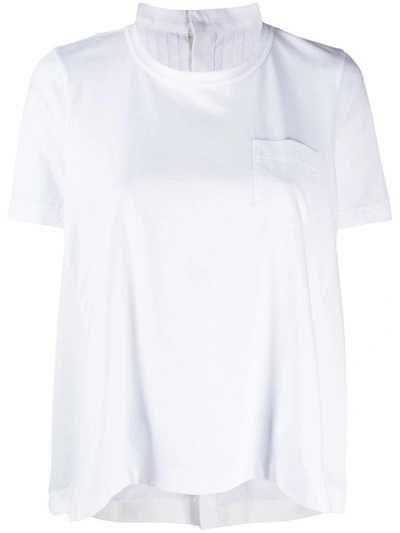 Shop Sacai White Pleated T-shirt